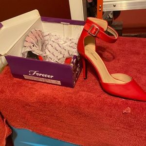 Forever red open sided ankle strap pointed toe size 10